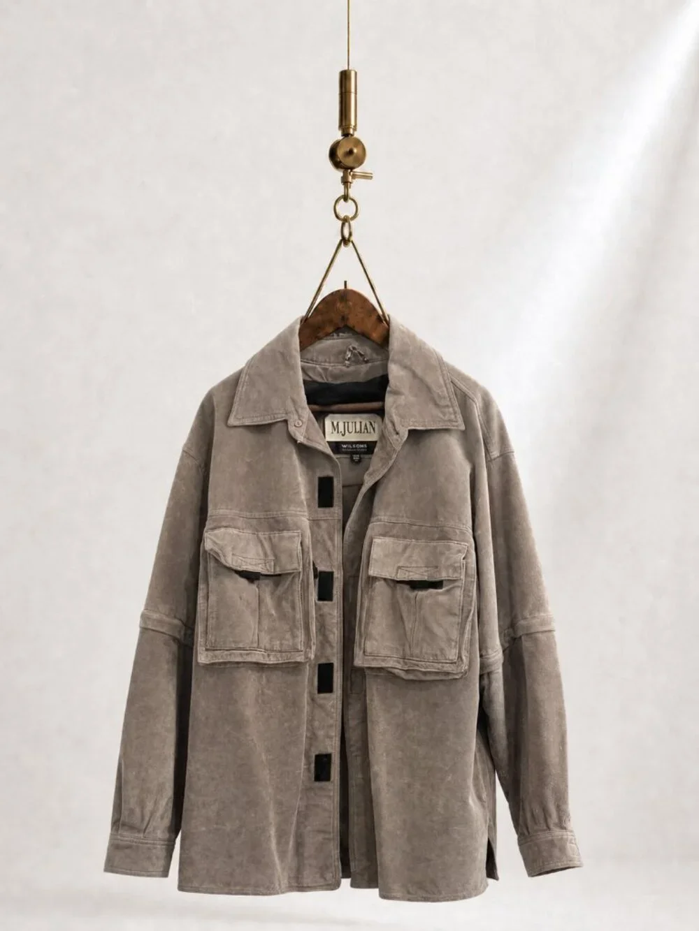 Vintage M Julian Wilsons Suede Utility Jacket XL Convertible Zip Off Sleeves Y2K - Picture 1 of 11